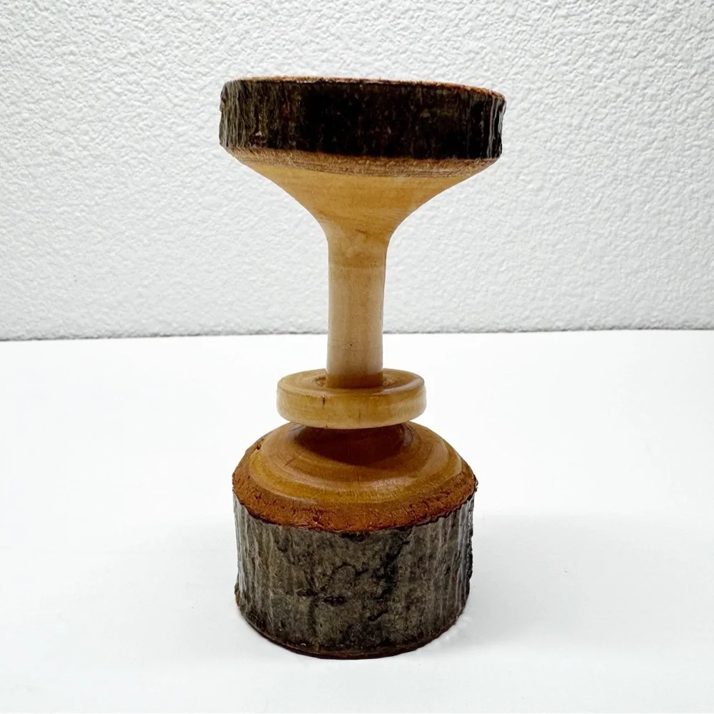 Hand Crafted Wood Spindle Infinity Ring Bud Vase S2